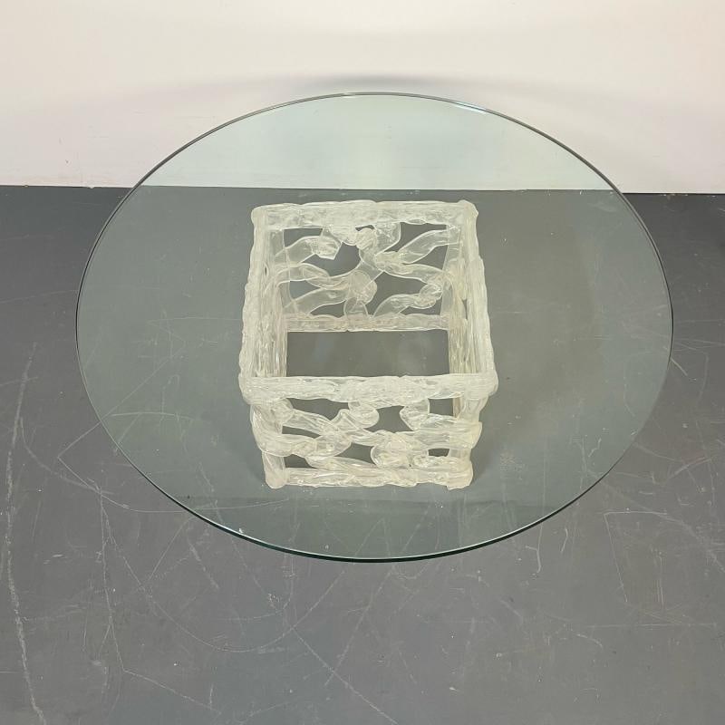 Art Deco Lalique Style Glass Top Coffee or End Table. - 6