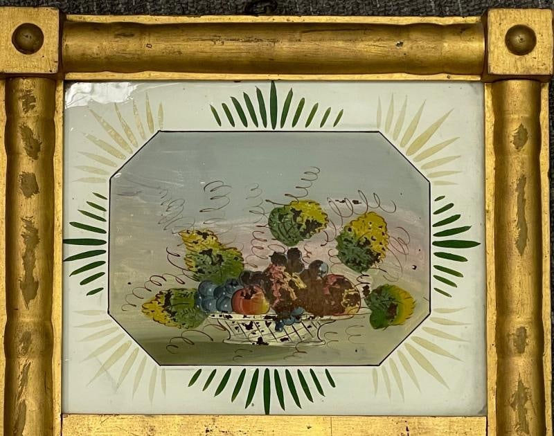 19th Century Federal Eglomise Decorated Wall or Table Mirror - 11