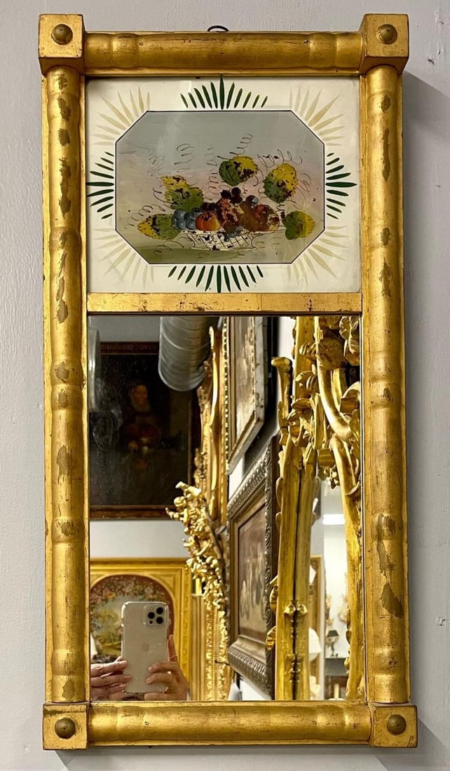 19th Century Federal Eglomise Decorated Wall or Table Mirror - 4