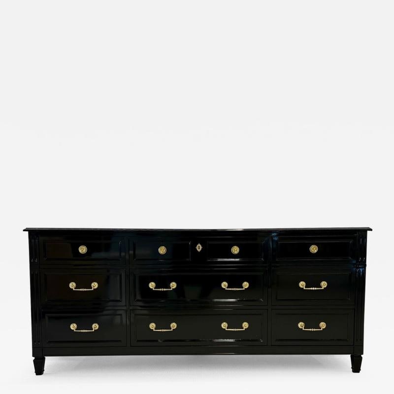 Hollywood Regency Ebony Dresser, Sideboard, Chest, Commode or Cabinet, Bronze (1 of 13)