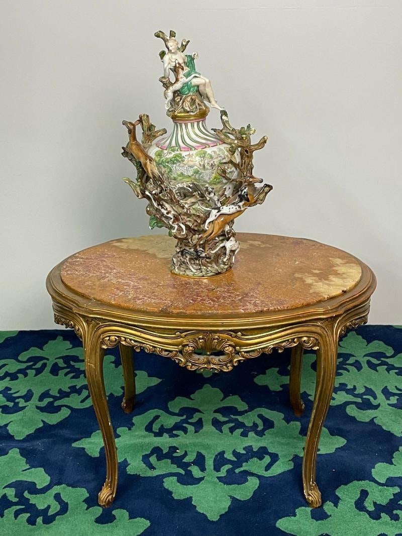 Louis XV Style French Center, End Table, Giltwood, Marble Top, Accent Table - 10