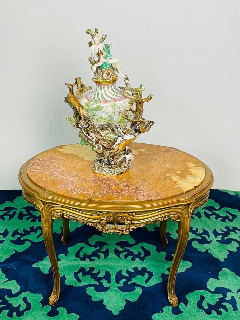Louis XV Style French Center, End Table, Giltwood, Marble Top, Accent Table - 5