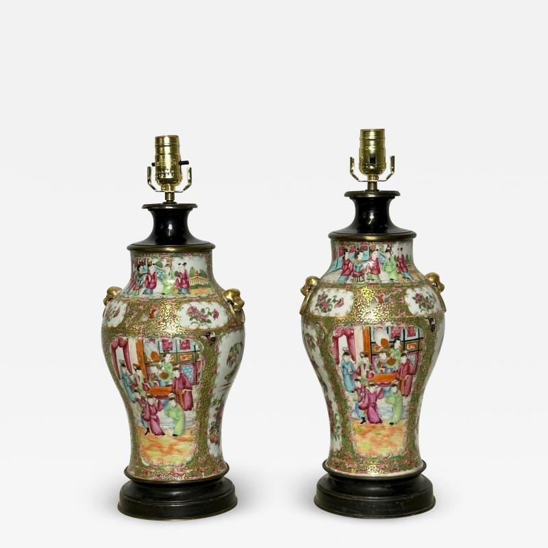 Pair of Ceramic Oriental Table Lamps, Decoration, Bronze, 19th C. (1 of 12)