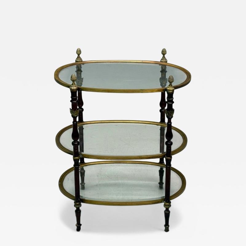 Maison Baguès Style, Hollywood Regency, Bronze, Small Étagère, France, 1940s: Title: Maison Baguès Style, Hollywood Regency, Bronze, Small Étagère, France, 1940s Description: Description 1: Maison Baguès Style, Hollywood Regency, Bronze, Mahogany, Small