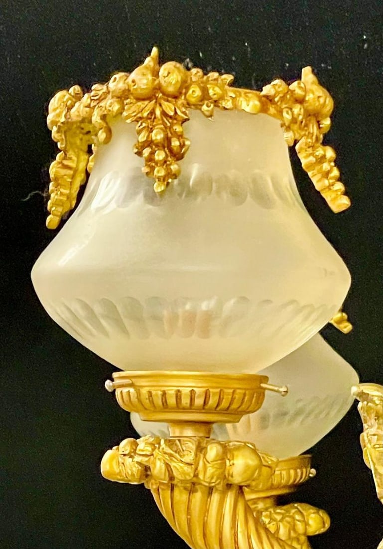 Pair of Louis XVI Style Bronze Chandeliers - 11