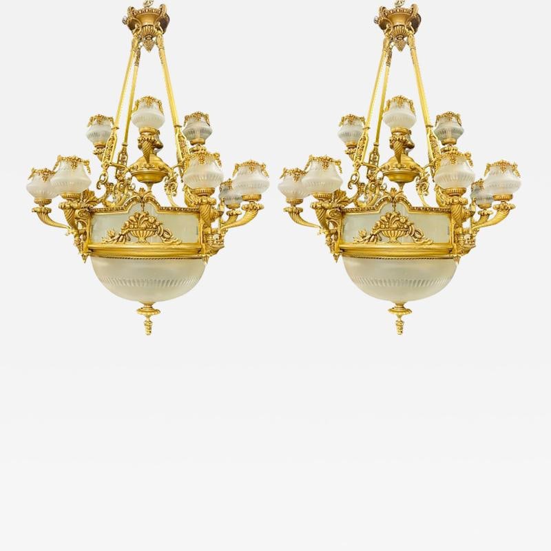 Pair of Louis XVI Style Bronze Chandeliers (1 of 11)