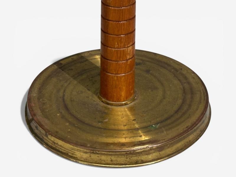 Swedish Modern, Organic Floor Lamp, Brass, Wood, Sweden, 1940s - 7