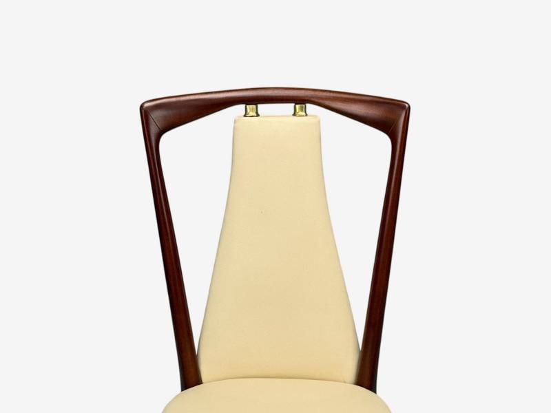 Osvaldo Borsani attr., Mahogany, Brass, Leather, Dining Chairs, Italy, 1950s - 3