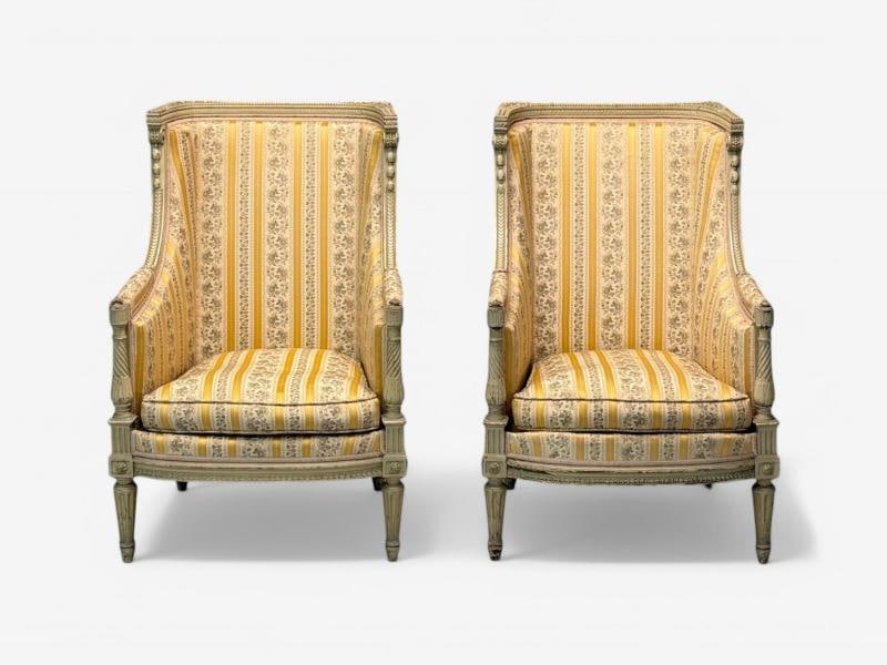 Maison Jansen attr, Louis XVI Style, Painted Wood, Lounge Chairs, France, 1920s - 3