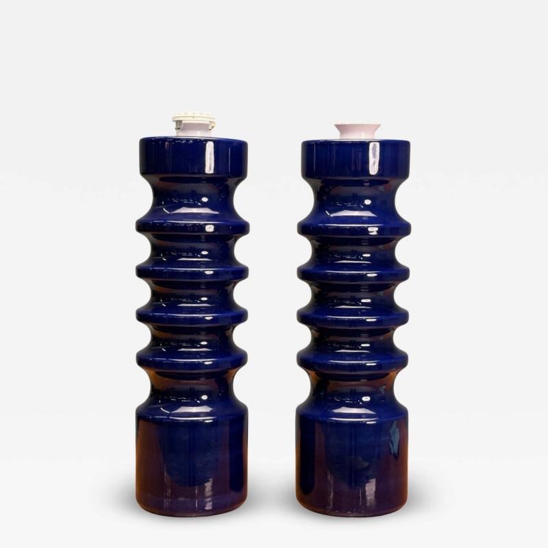 Mid-Century Modern, Blue Ceramic, Table Lamps, United States, 1960s (1 of 8)