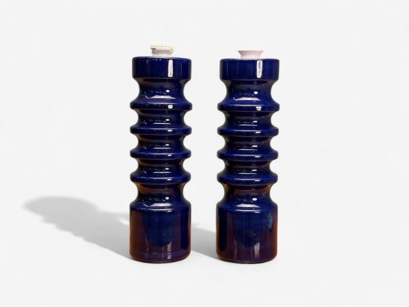 Mid-Century Modern, Blue Ceramic, Table Lamps, United States, 1960s - 3