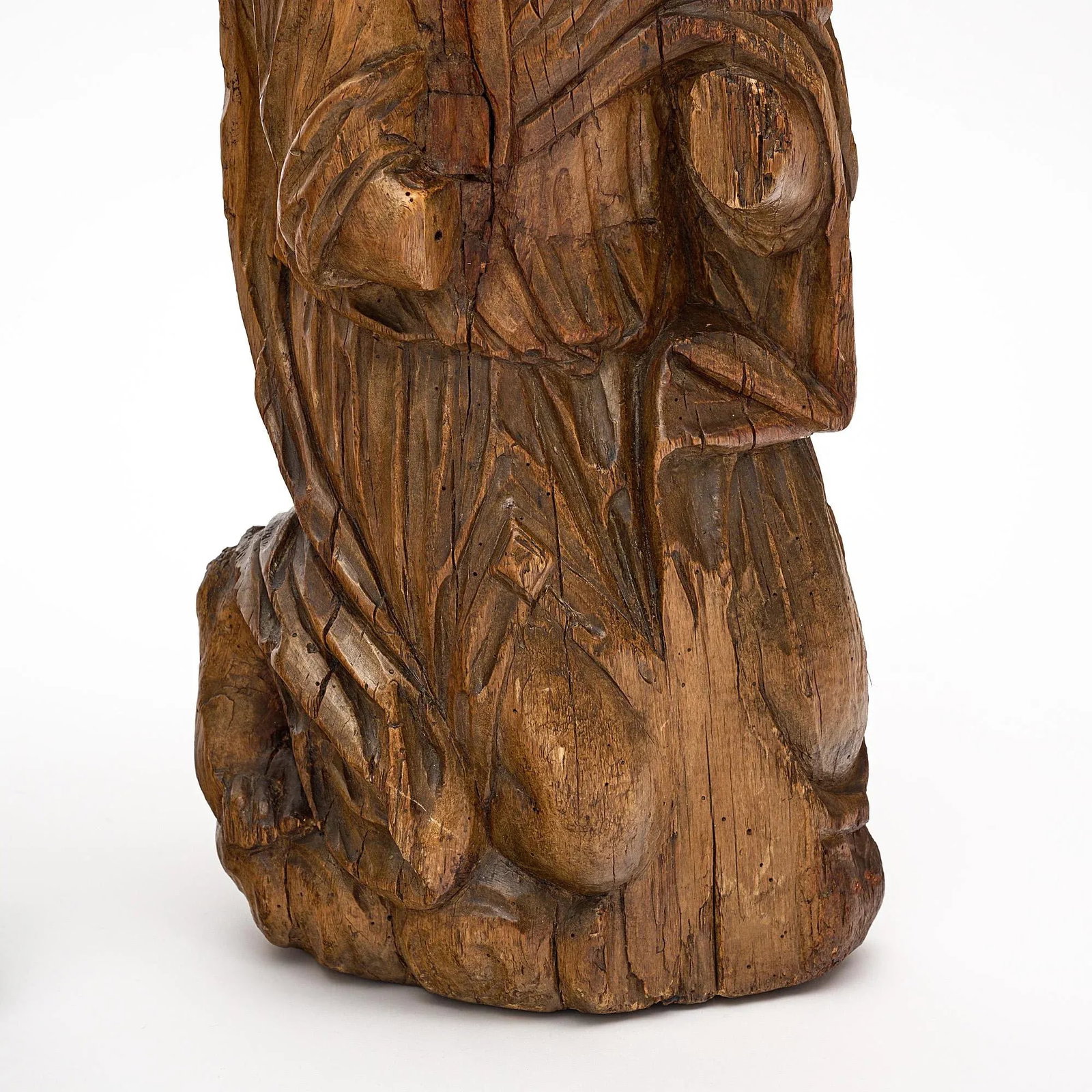 French Antique Oak Statues - Set of 2 - 5