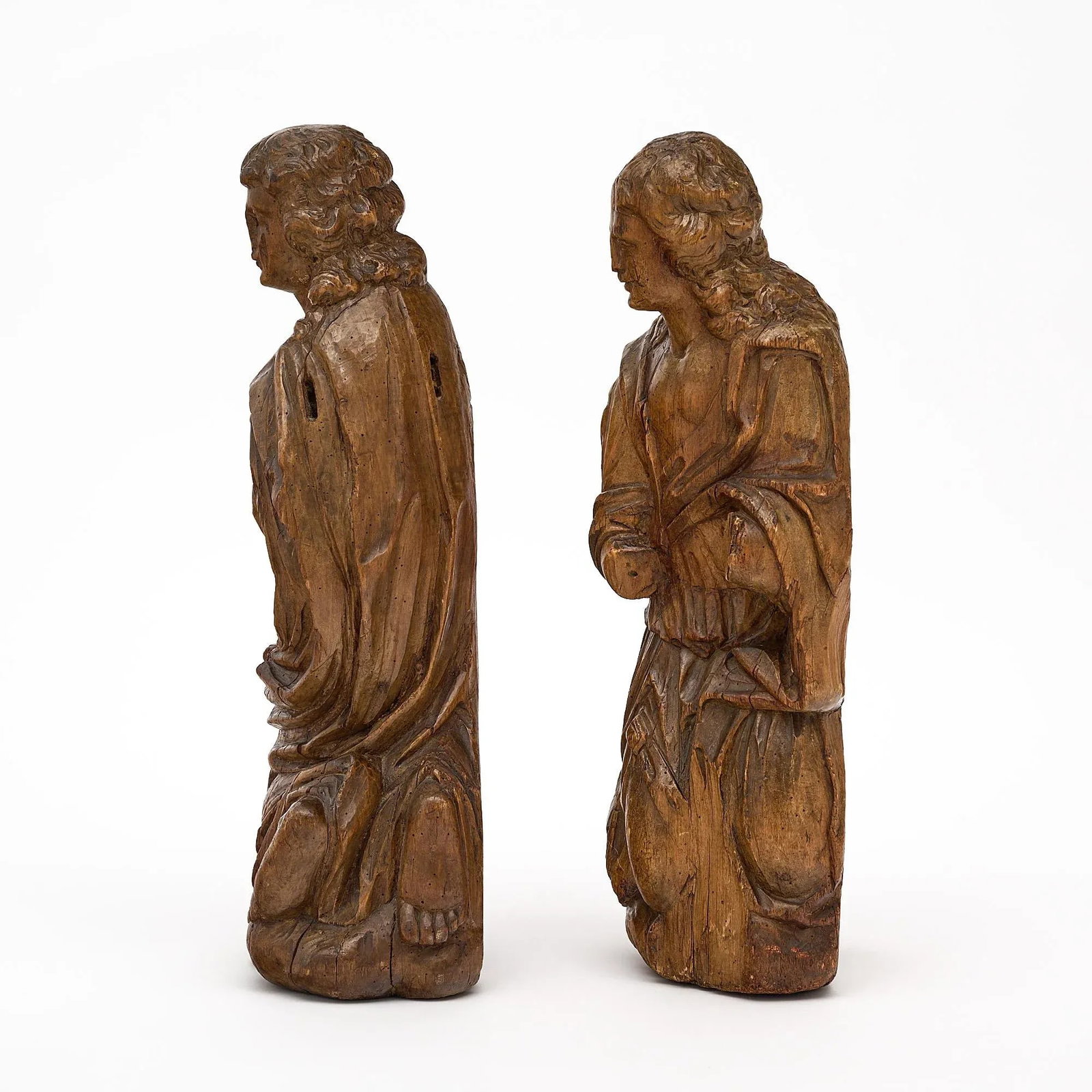 French Antique Oak Statues - Set of 2 - 7