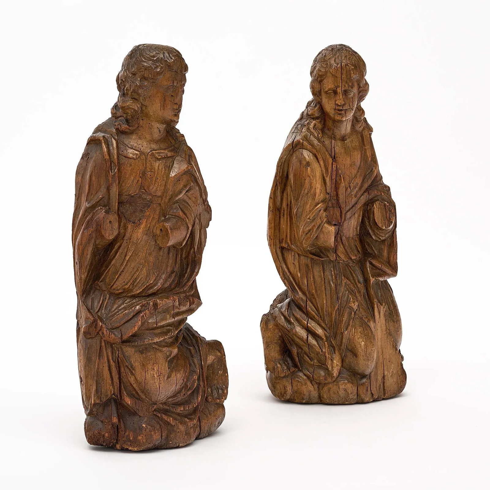 French Antique Oak Statues - Set of 2 - 8