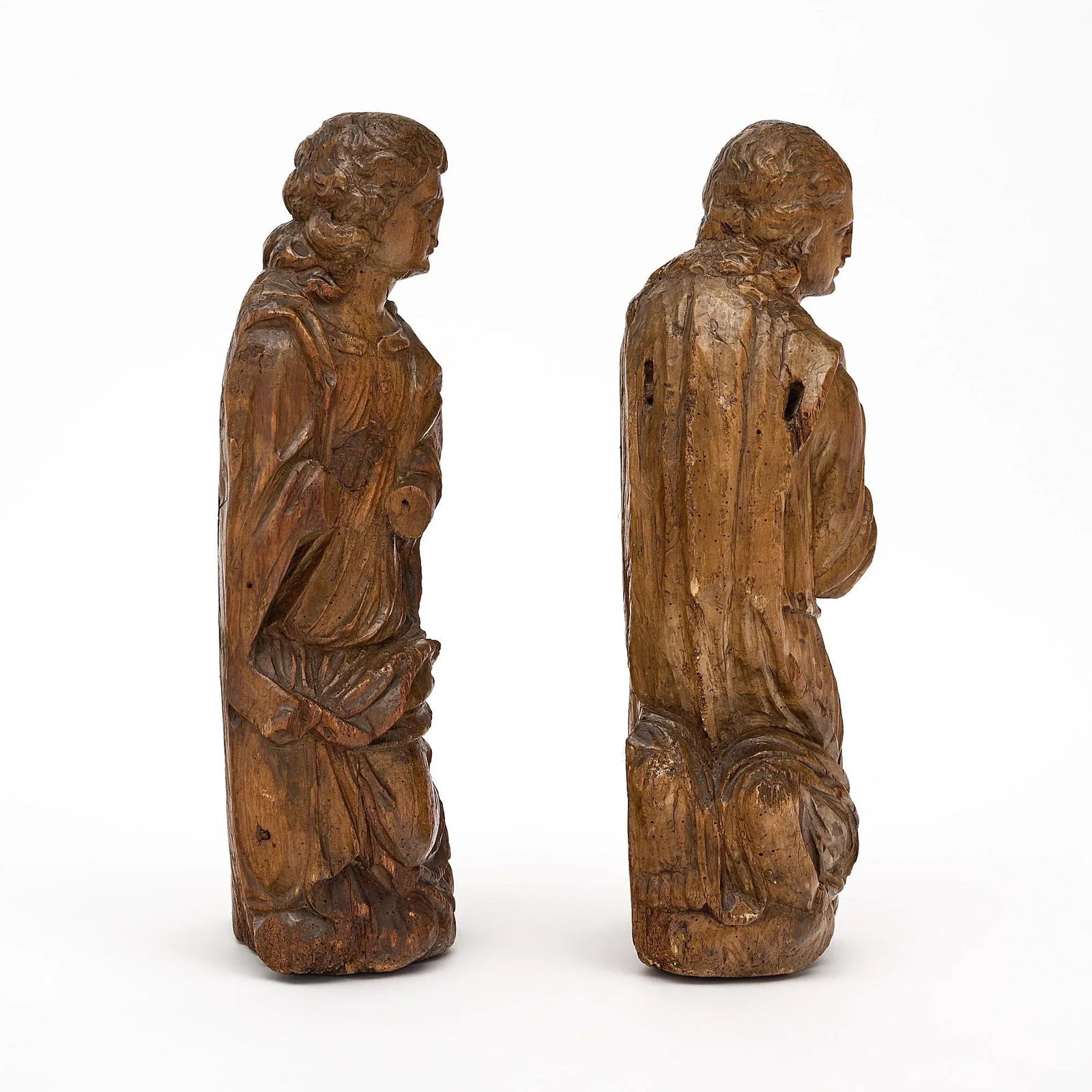 French Antique Oak Statues - Set of 2 - 9
