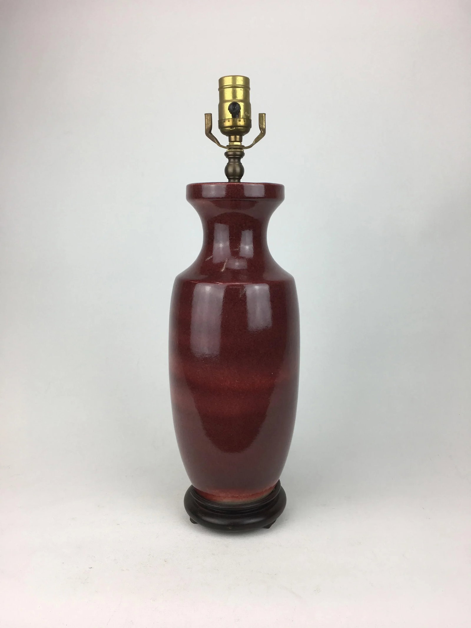 Vintage Oxblood Ceramic Vase Lamp - 3
