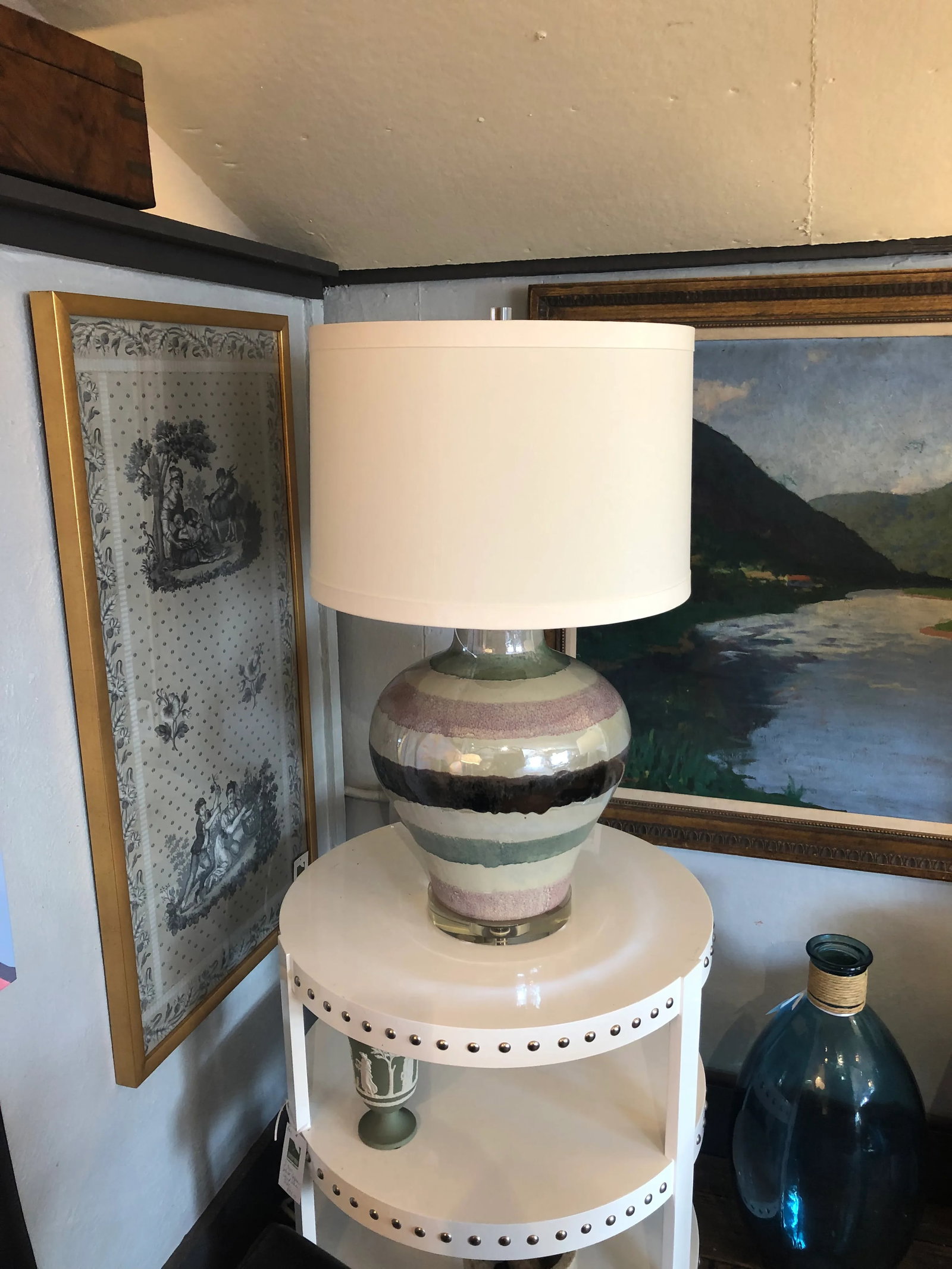 Contemporary Hand Made Glazed Ceramic Pottery Table Lamp - 12
