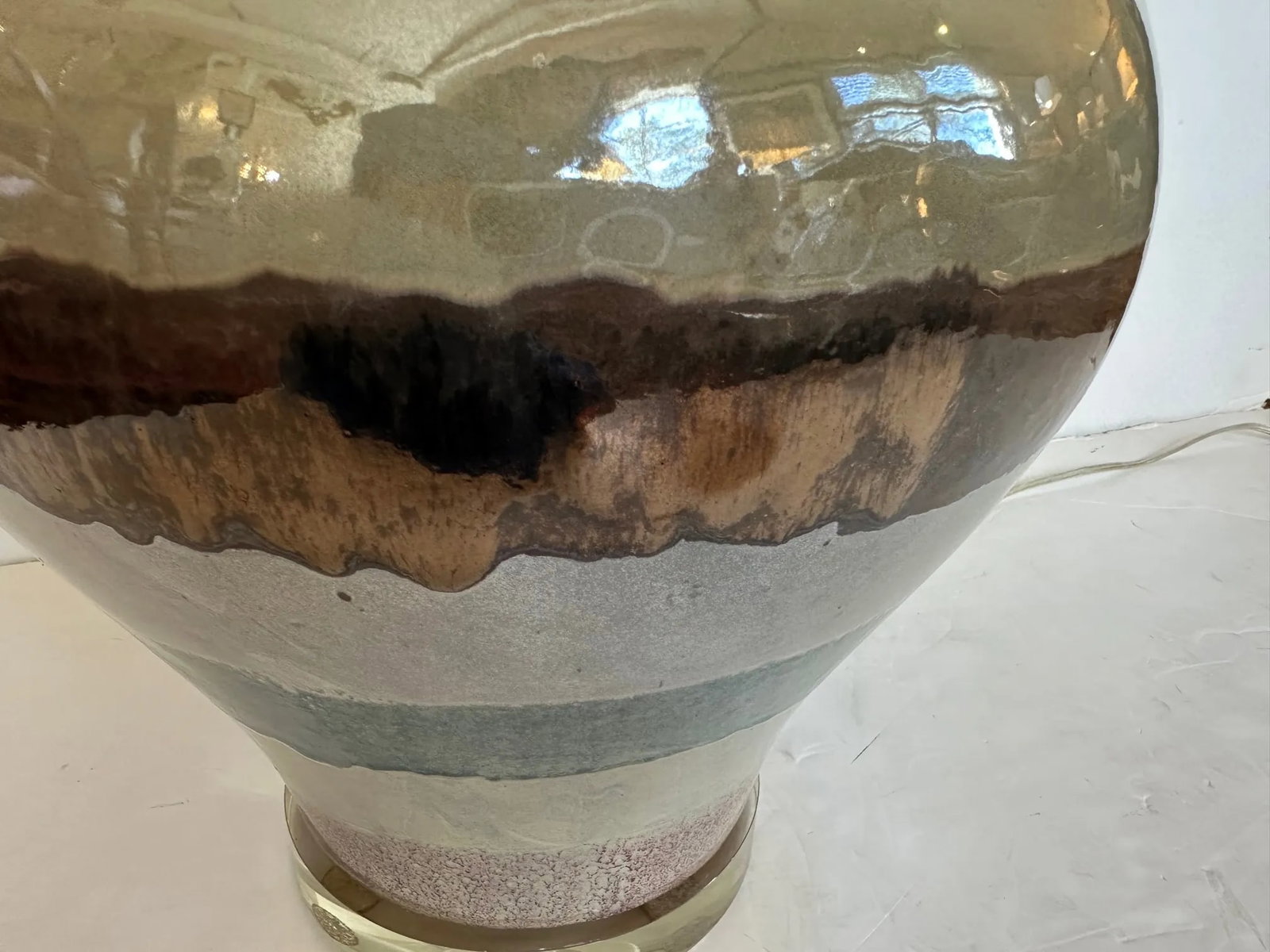 Contemporary Hand Made Glazed Ceramic Pottery Table Lamp - 5