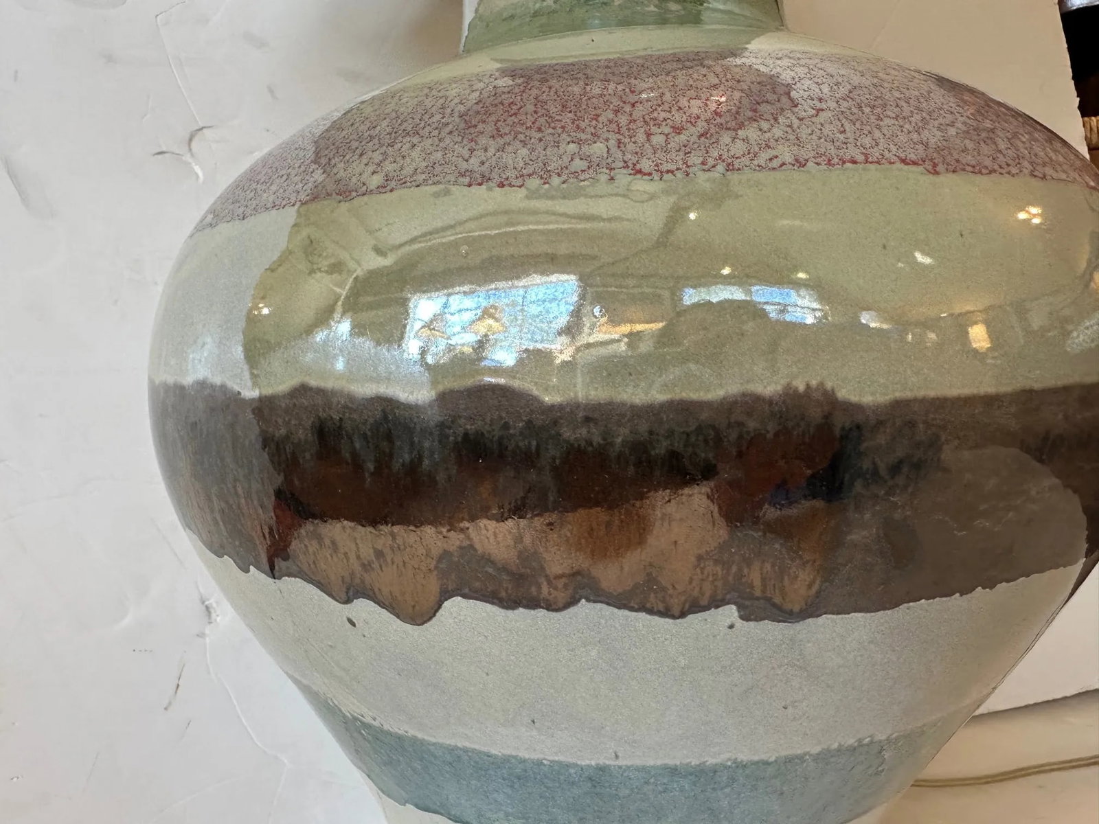 Contemporary Hand Made Glazed Ceramic Pottery Table Lamp - 8