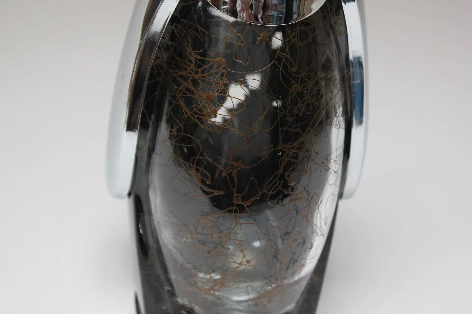 Vintage Japanese Chrome and Etched Glass "Penguin" Decanter and Music Box - 8