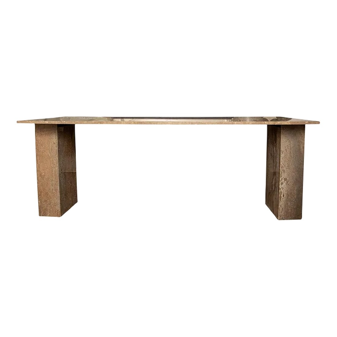 1990s Italian Modern Travertine Center Table or Desk Designed by Angelo Mangiarotti (1 of 10)
