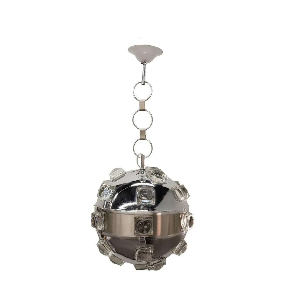 1970s Italian Modern Chrome and Glass Orb Lantern by Oscar Torlasco - 12