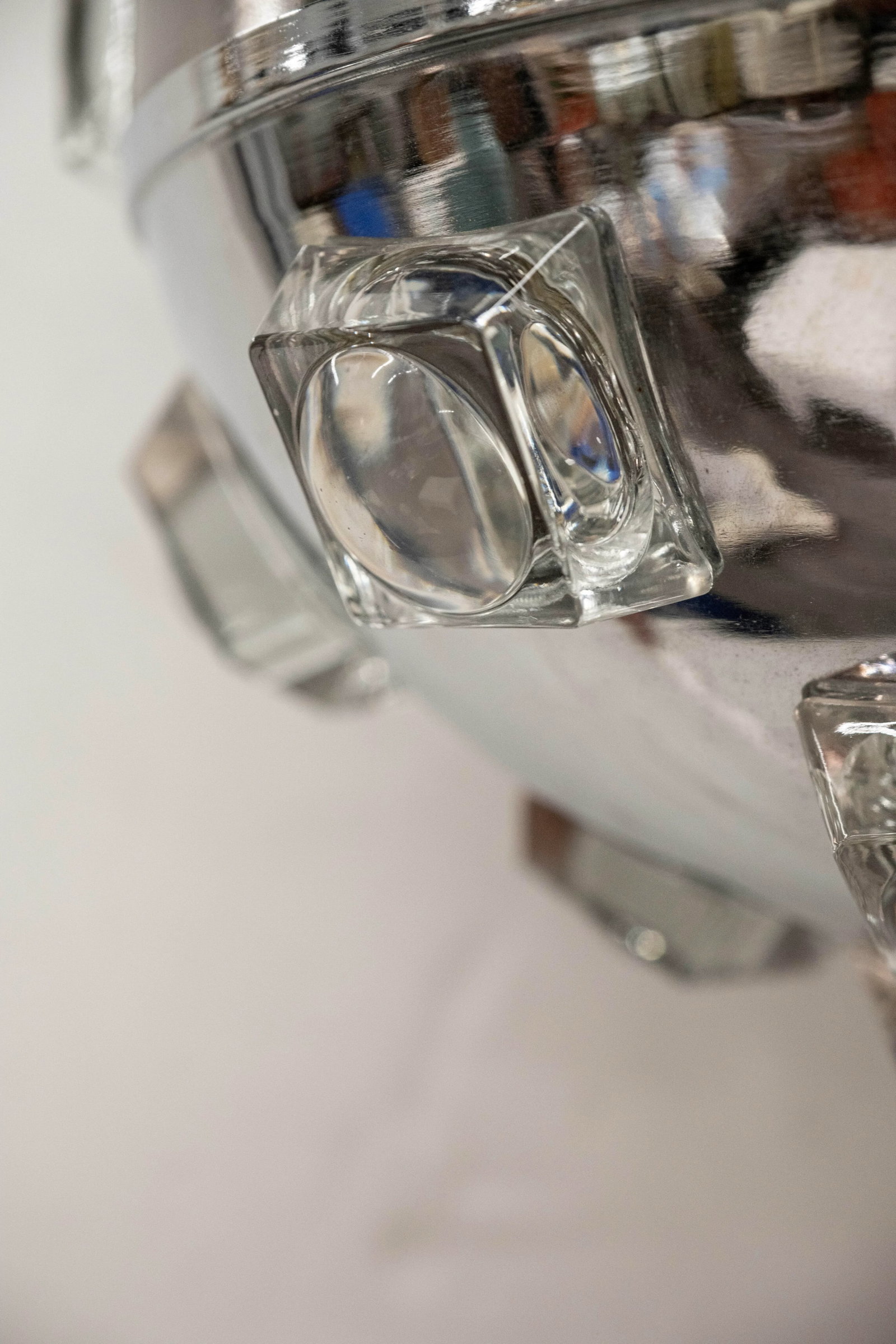 1970s Italian Modern Chrome and Glass Orb Lantern by Oscar Torlasco - 9