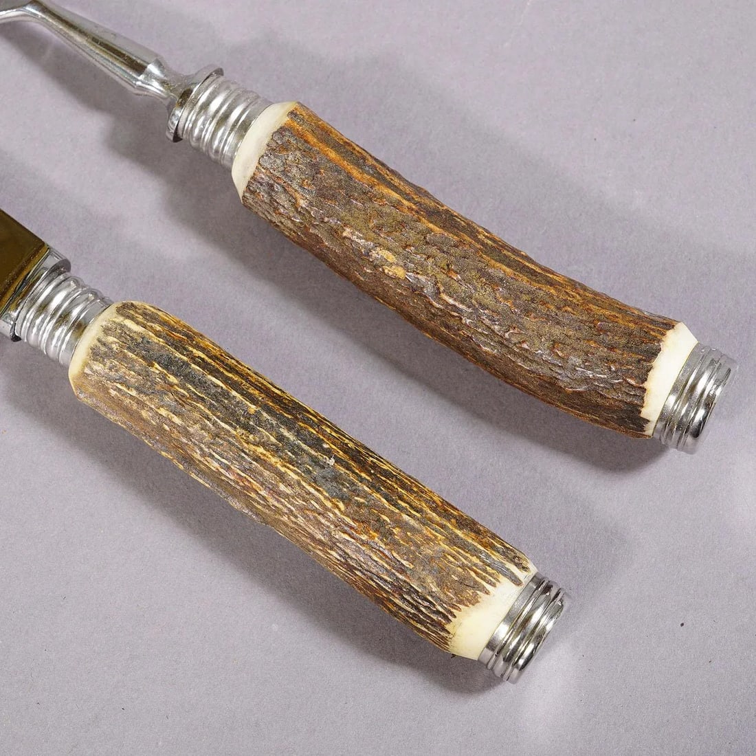 Vintage Stag Horn Carving Set Solingen, Germany - 3