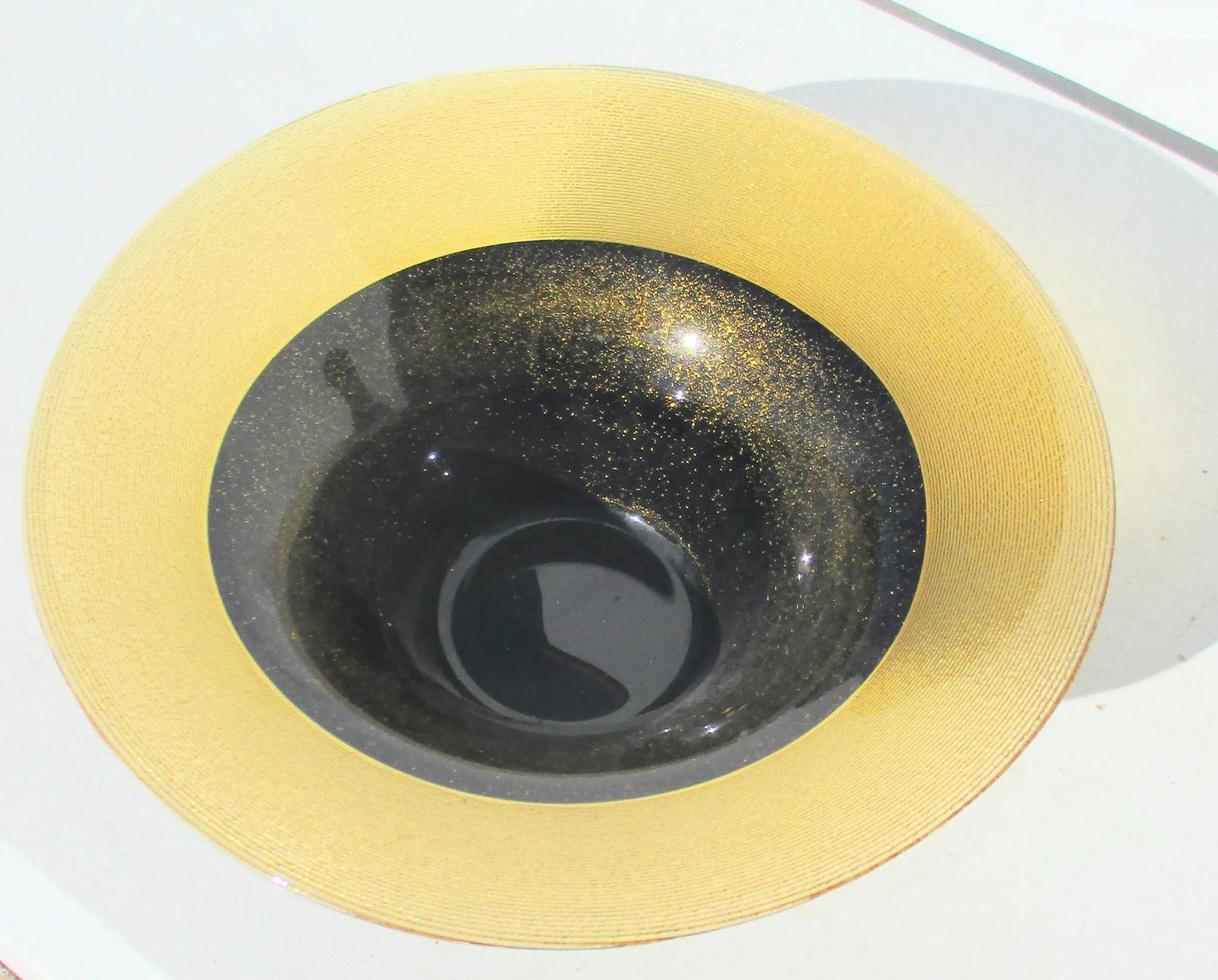 Gold Sparkle and Black Art Glass Center Piece - 2