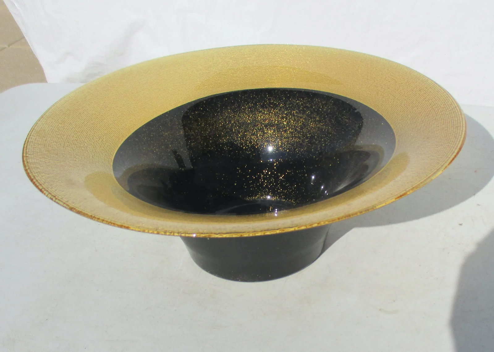 Gold Sparkle and Black Art Glass Center Piece - 3