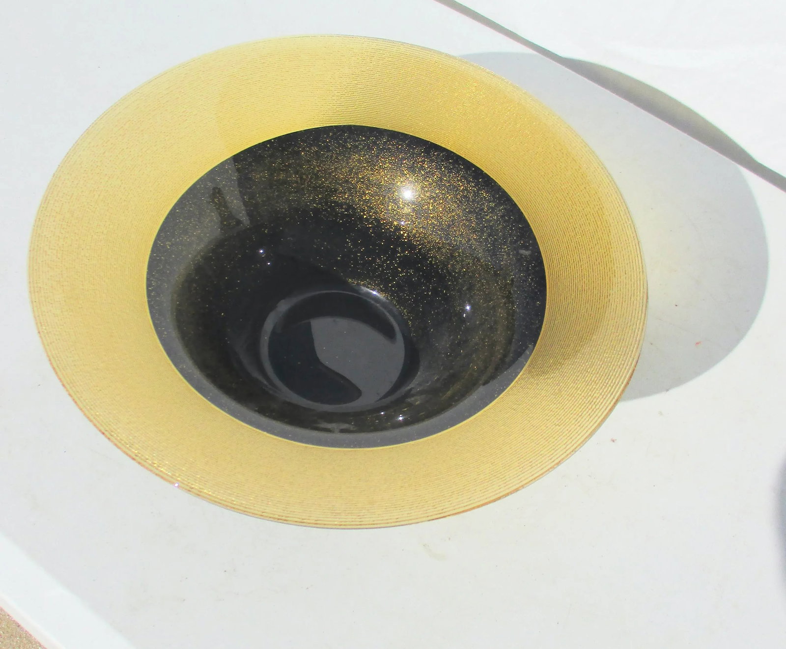 Gold Sparkle and Black Art Glass Center Piece - 6