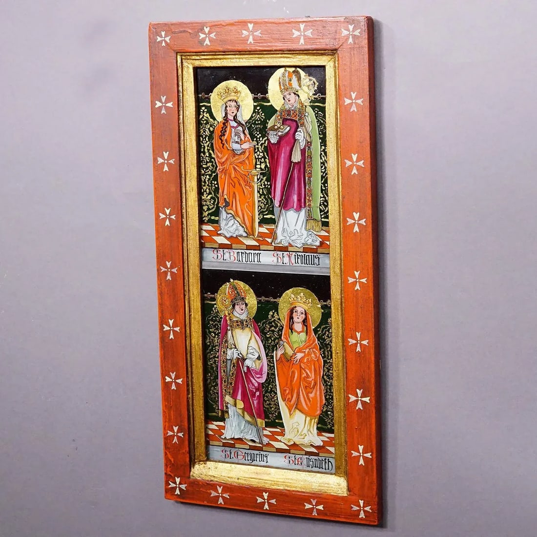 Antique Oil Painting With Four Saints, Germany Ca. 1920s - 2