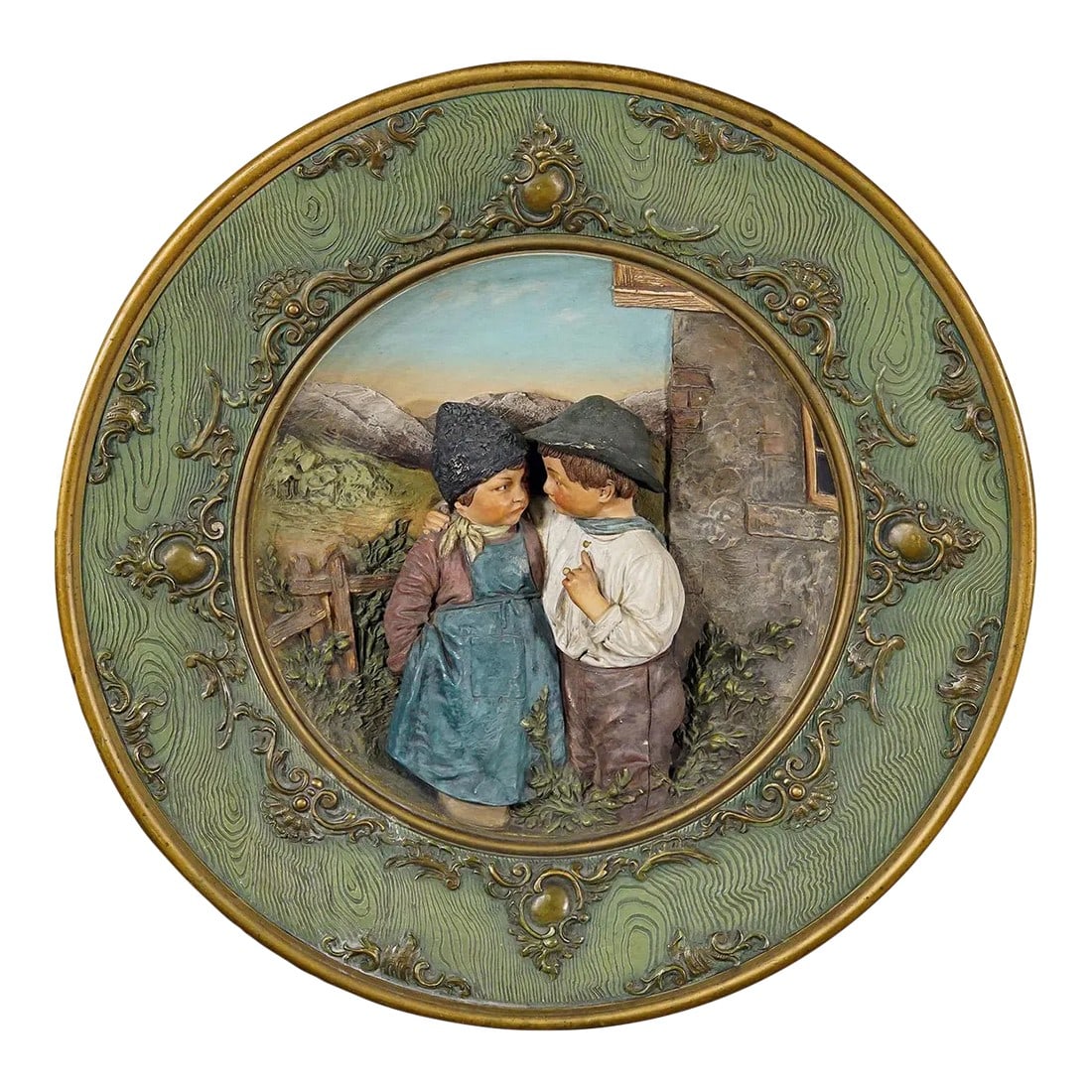 Terracotta Wall Plate With Lovely Children in Traditional Costumes by Johann Maresch (1 of 10)