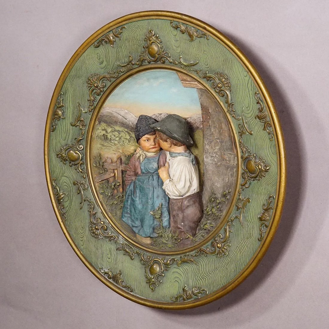 Terracotta Wall Plate With Lovely Children in Traditional Costumes by Johann Maresch - 2