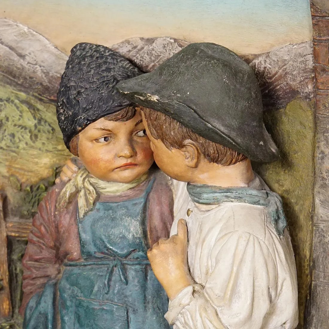 Terracotta Wall Plate With Lovely Children in Traditional Costumes by Johann Maresch - 8