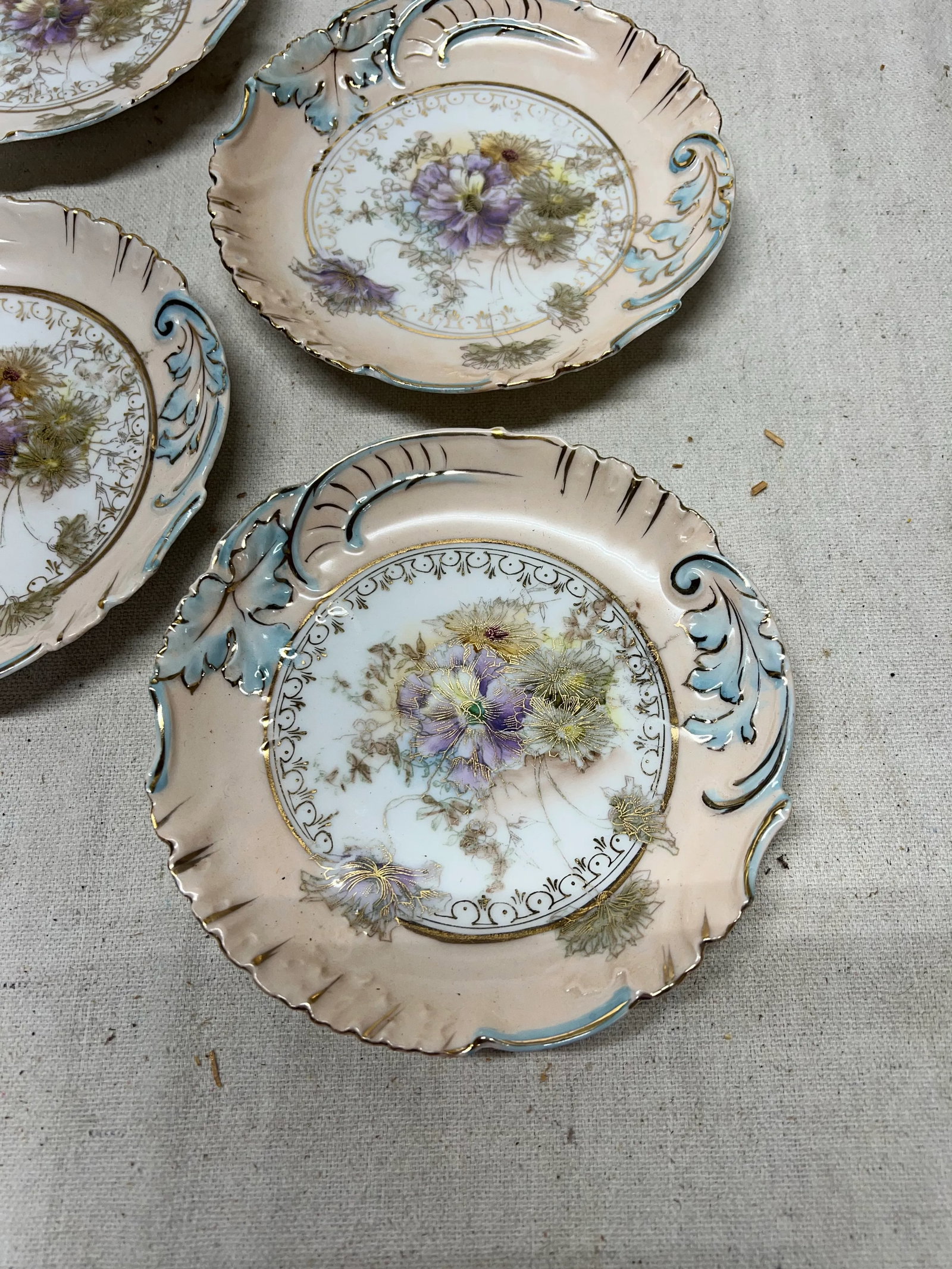 French Style Porcelain Floral Dessert Plates - Set of 6 - 2