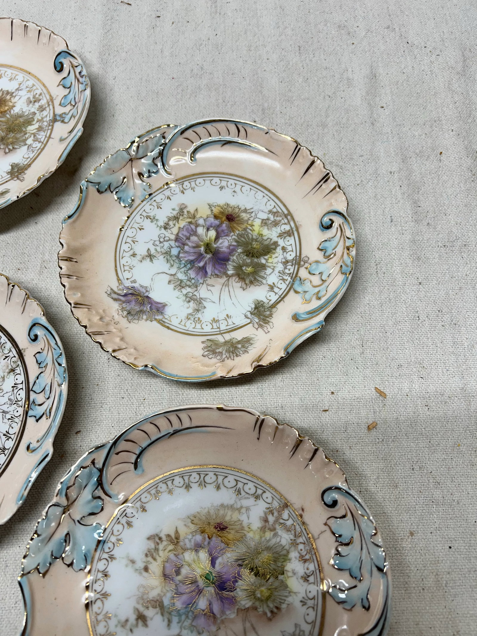 French Style Porcelain Floral Dessert Plates - Set of 6 - 3