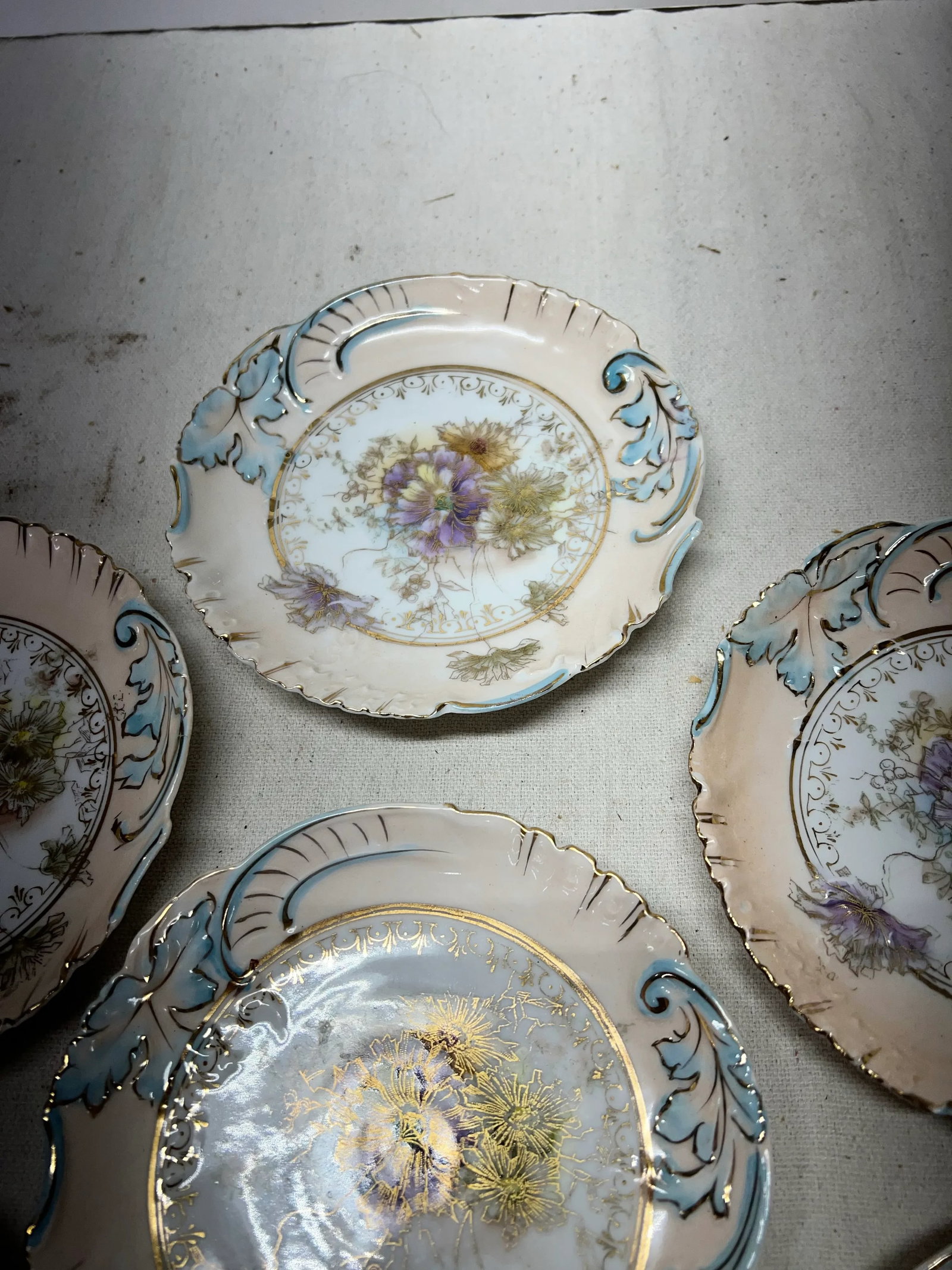French Style Porcelain Floral Dessert Plates - Set of 6 - 4