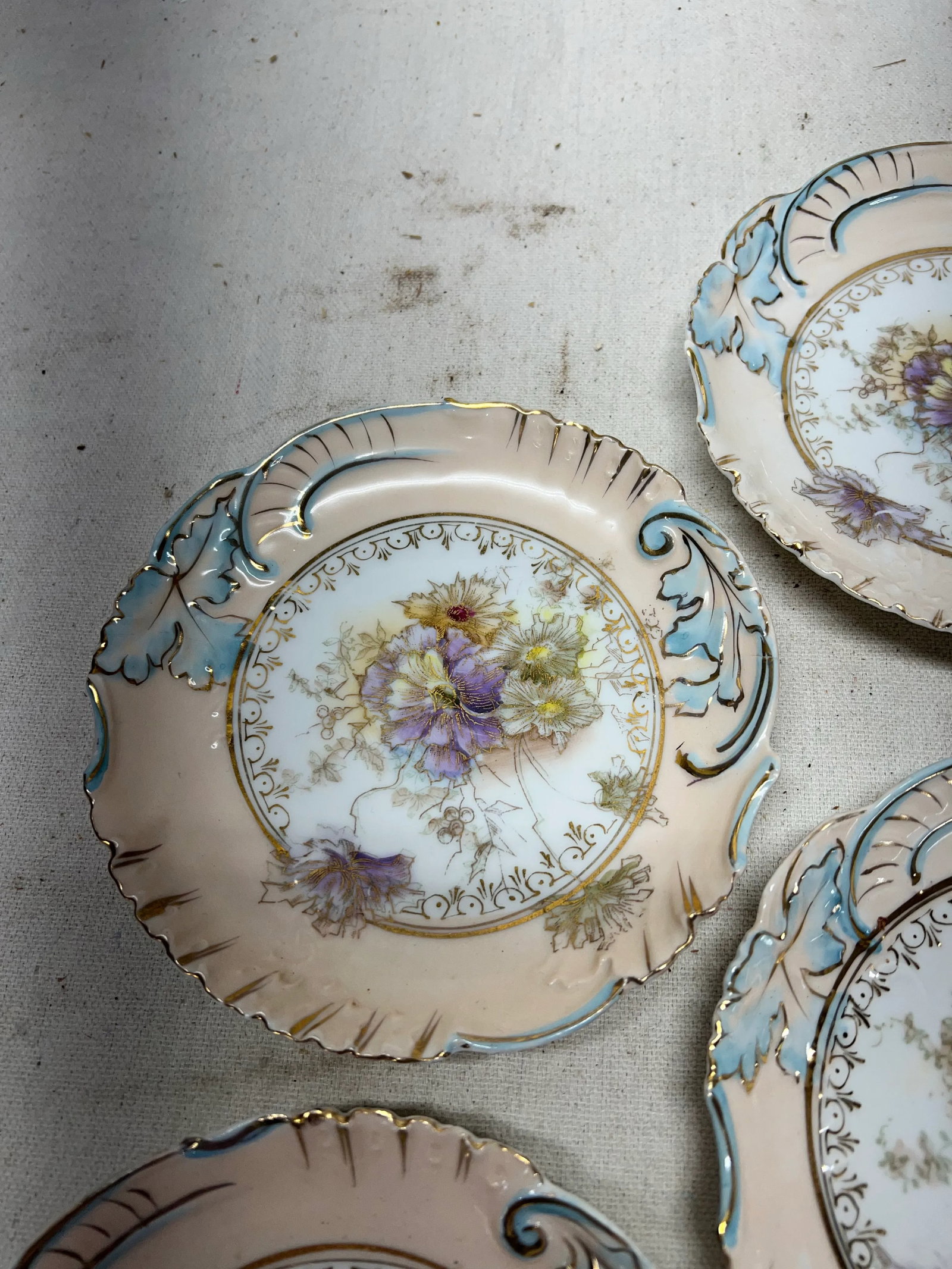 French Style Porcelain Floral Dessert Plates - Set of 6 - 5