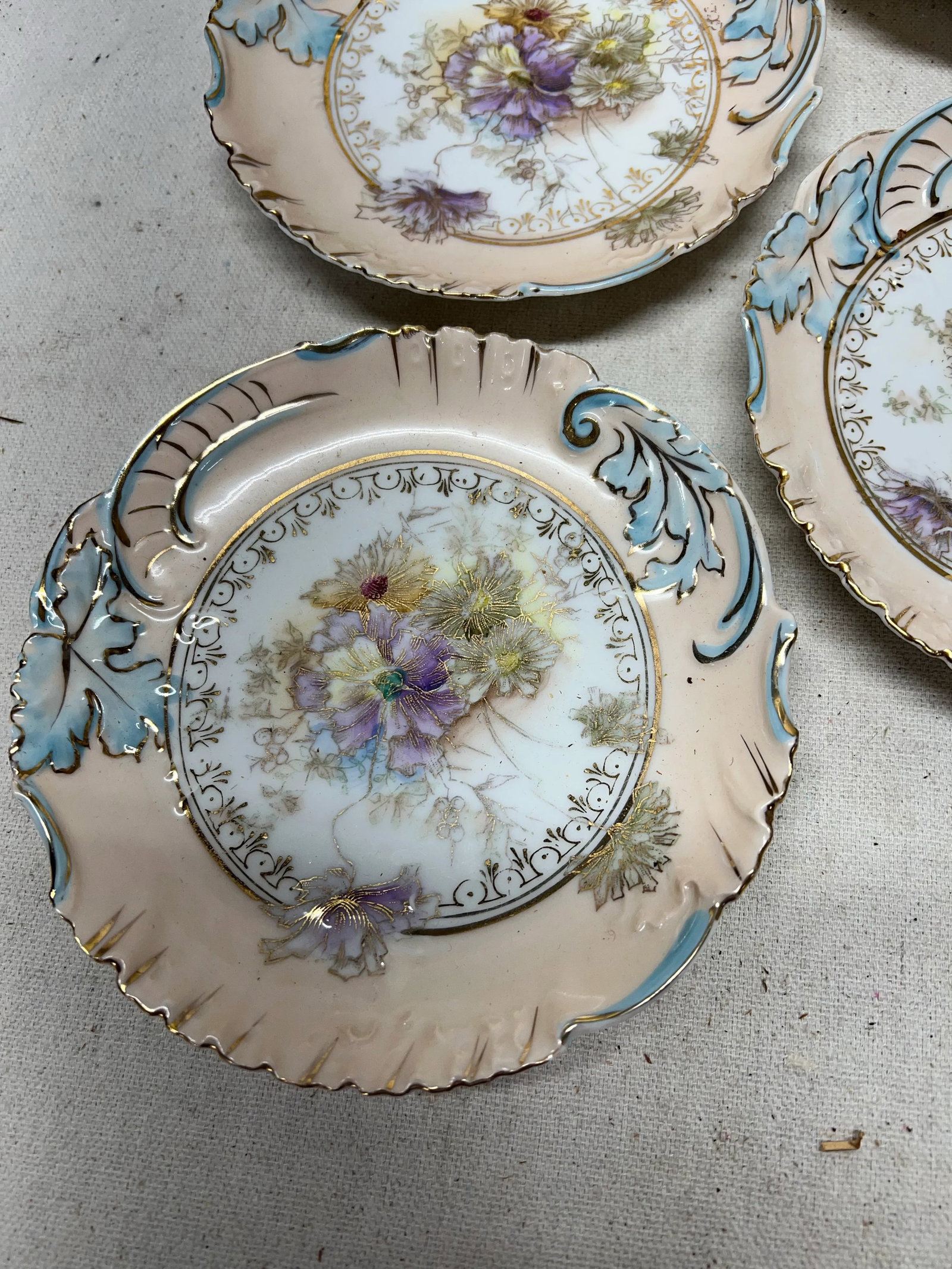 French Style Porcelain Floral Dessert Plates - Set of 6 - 6