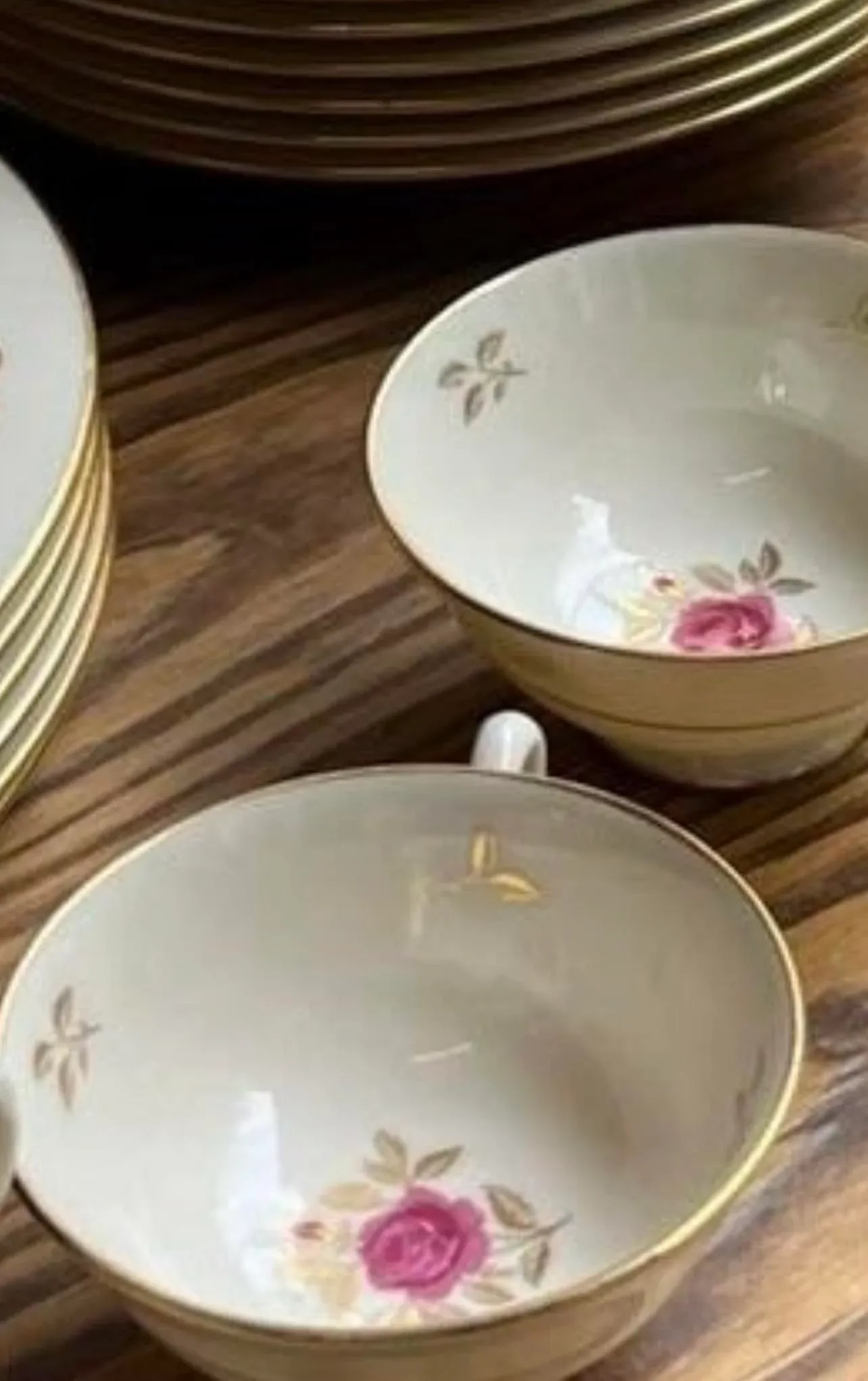 1970s Roses Plate and Coffee Set- 34 Pieces - 3