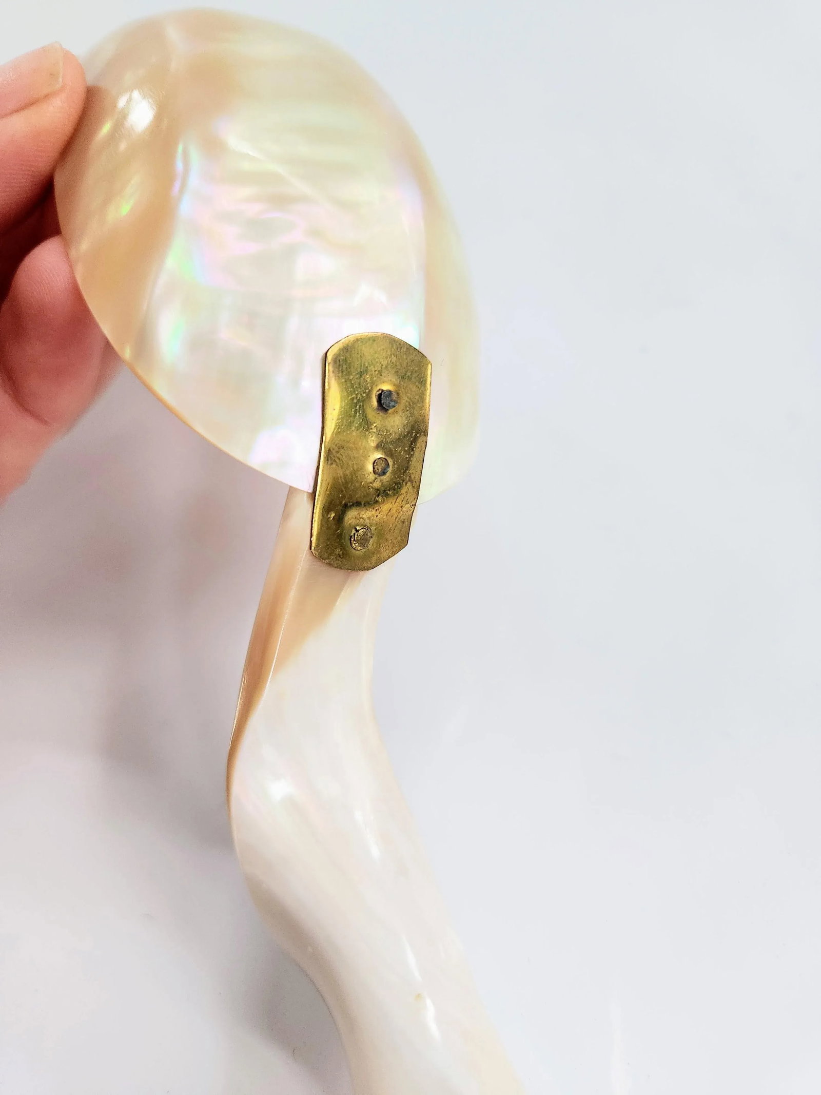 1970s Mother-Of-Pearl Organic Sculptural Sea Shell Serving Spoon - 10