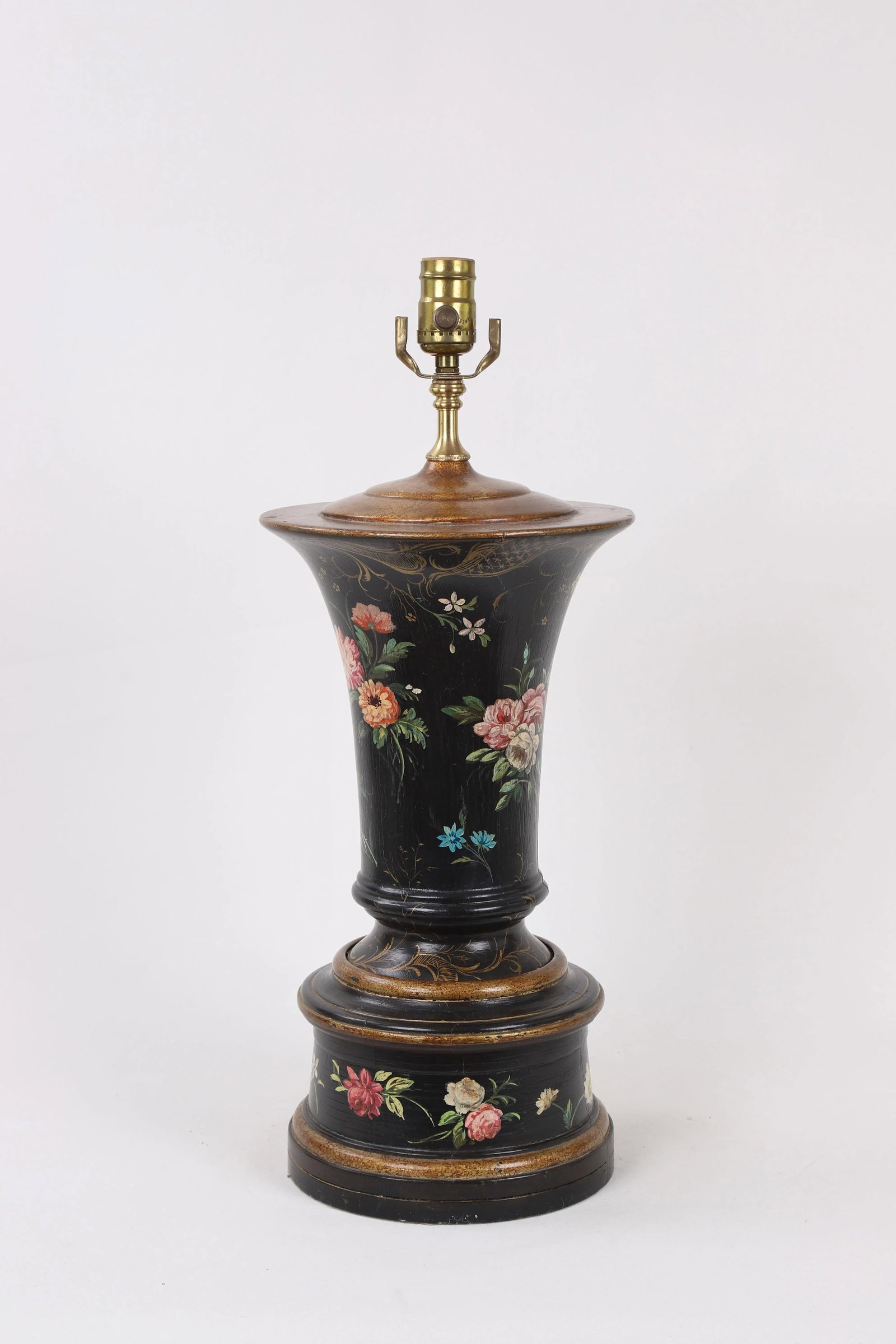Vase Lamp With Gold and Ochre Details Featuring Multiple Famille Roses - 13