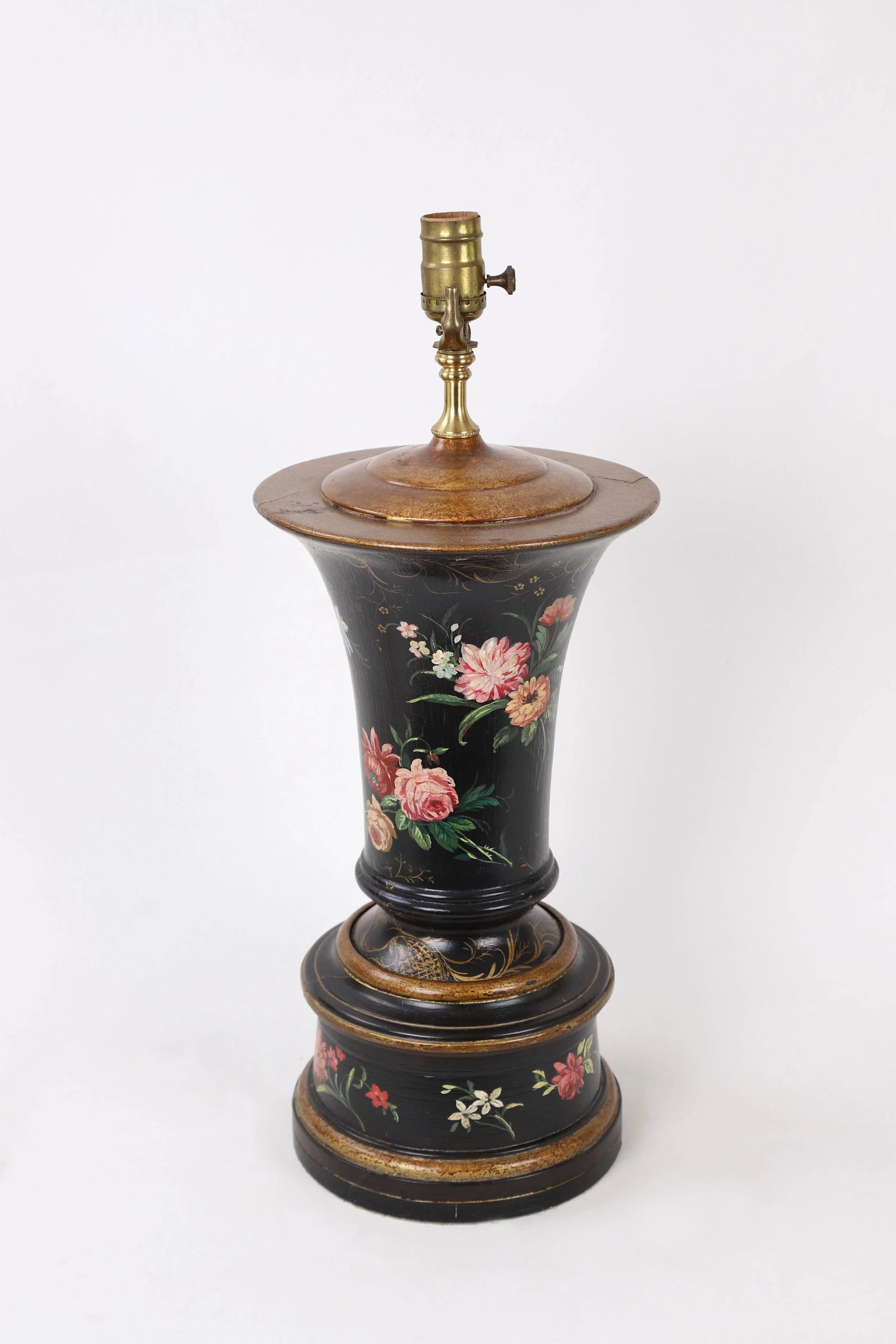 Vase Lamp With Gold and Ochre Details Featuring Multiple Famille Roses - 4