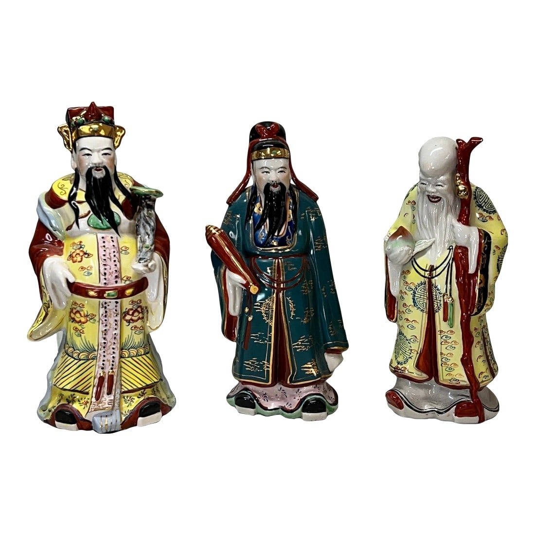 Vintage Chinoiserie Chinese Emperor Figurines - Set of 3 (1 of 8)