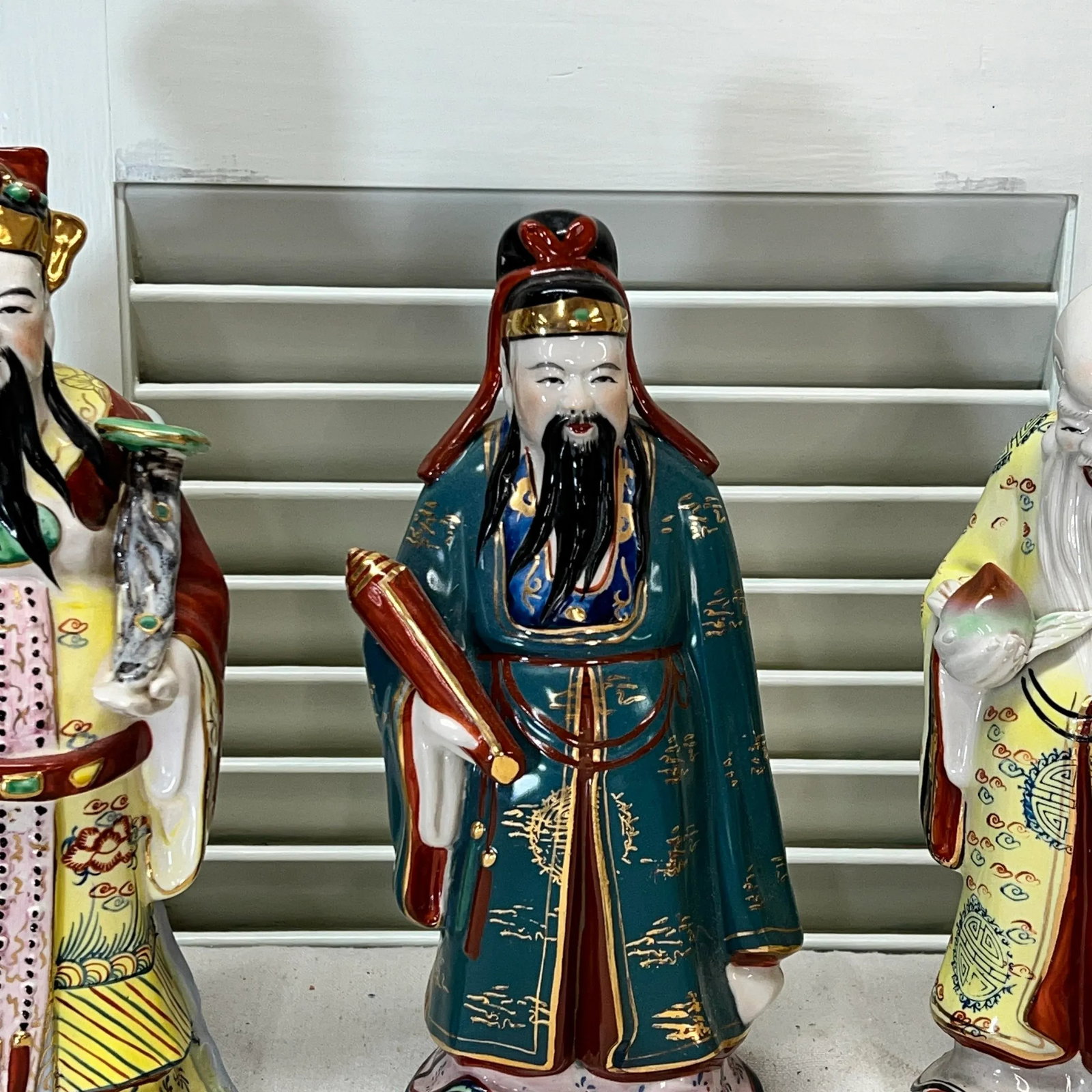 Vintage Chinoiserie Chinese Emperor Figurines - Set of 3 - 6