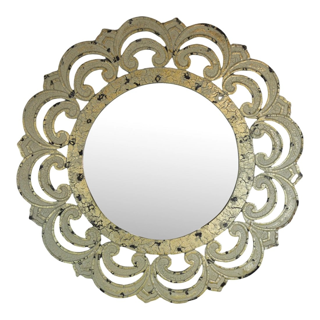 Ivory Color Decorative Garden Mirror: Ivory color decorative garden mirror Condition: Alterations: Original Condition Unaltered Imperfections: Some Imperfections Condition Notes: It is in good general condition with some scuffs and scratc