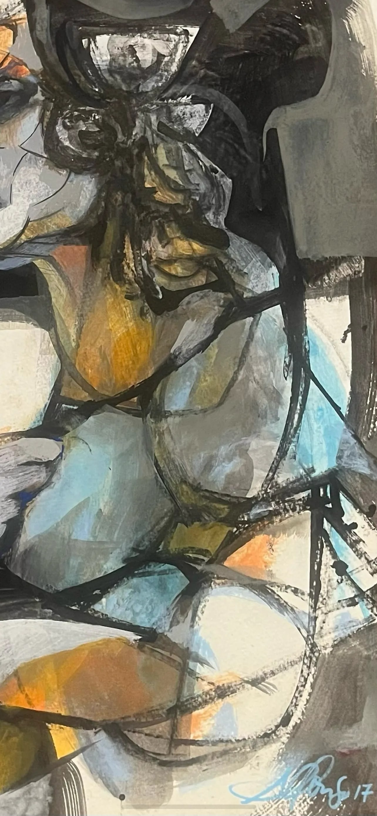 Cubism Painting. Acrylic on Watercolor Paper "Mestiza" Princess By: Alfonso Munoz-Alma - 2