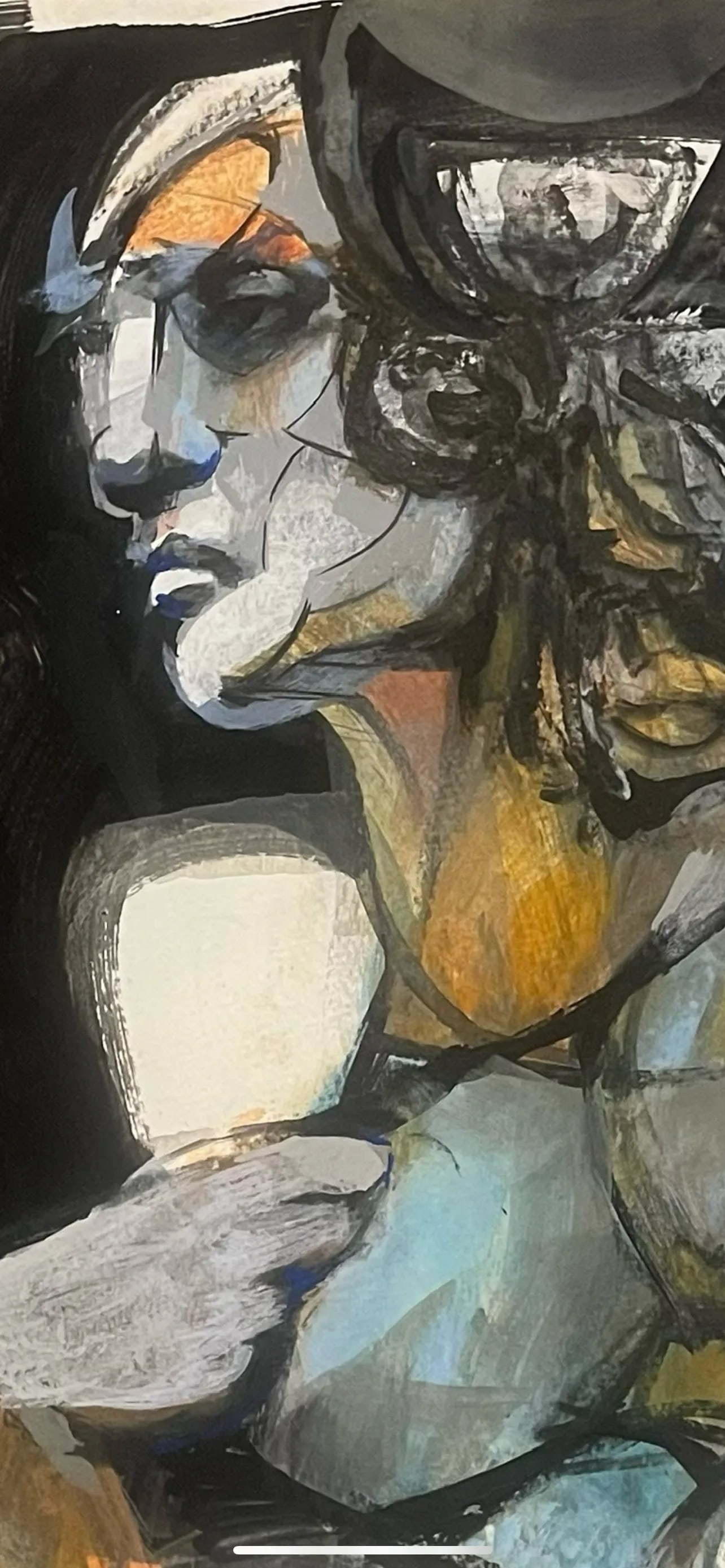 Cubism Painting. Acrylic on Watercolor Paper "Mestiza" Princess By: Alfonso Munoz-Alma - 3