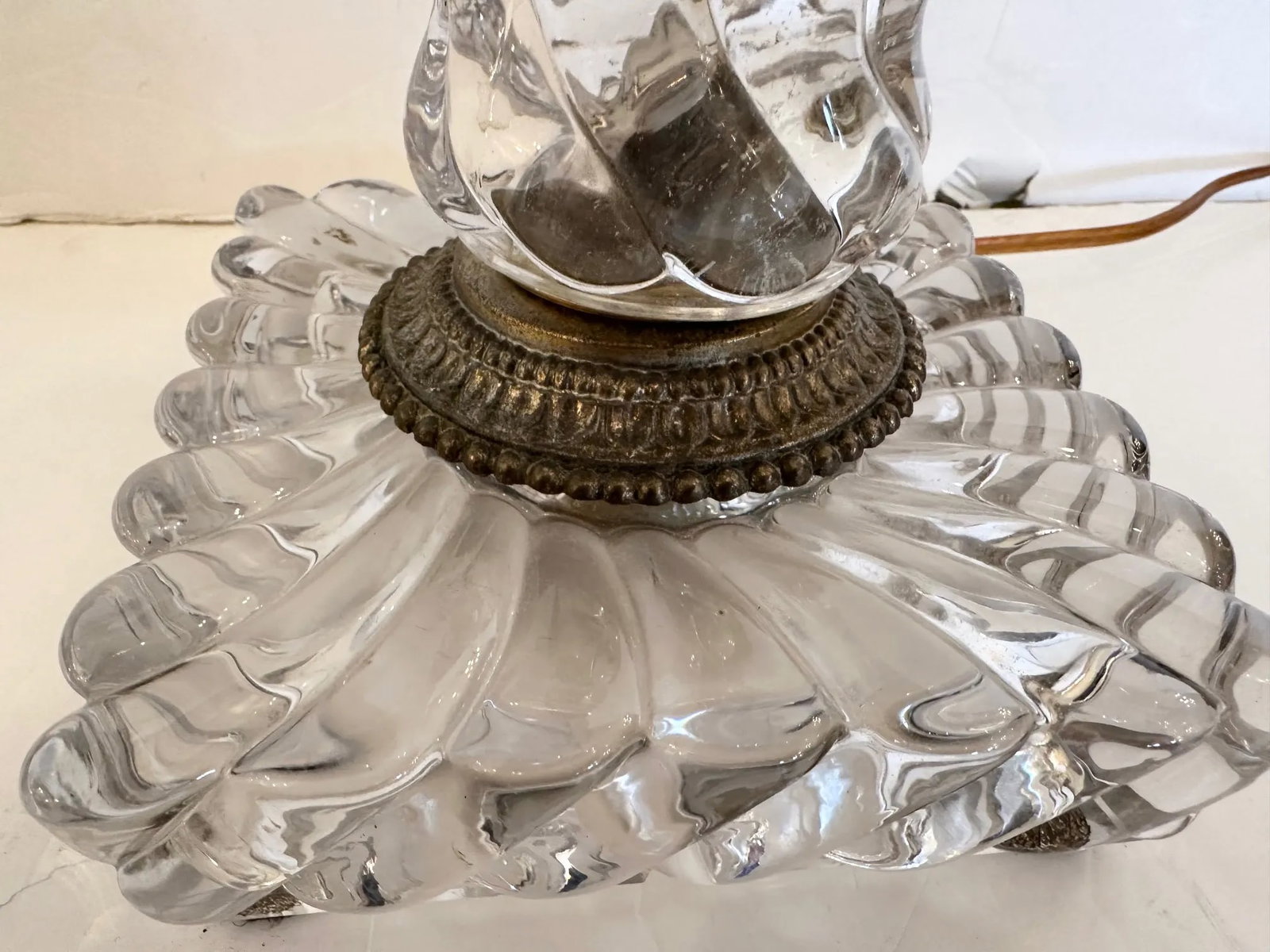 Handblown Baccarat Columnar Lamps With Bronze Mounts -A Pair - 3